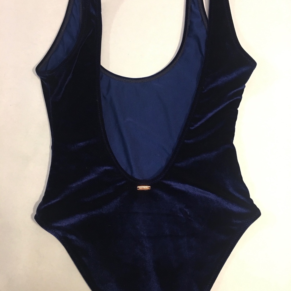 Fox Swim navy blue velvet one piece swimsuit M - Picture 8 of 8